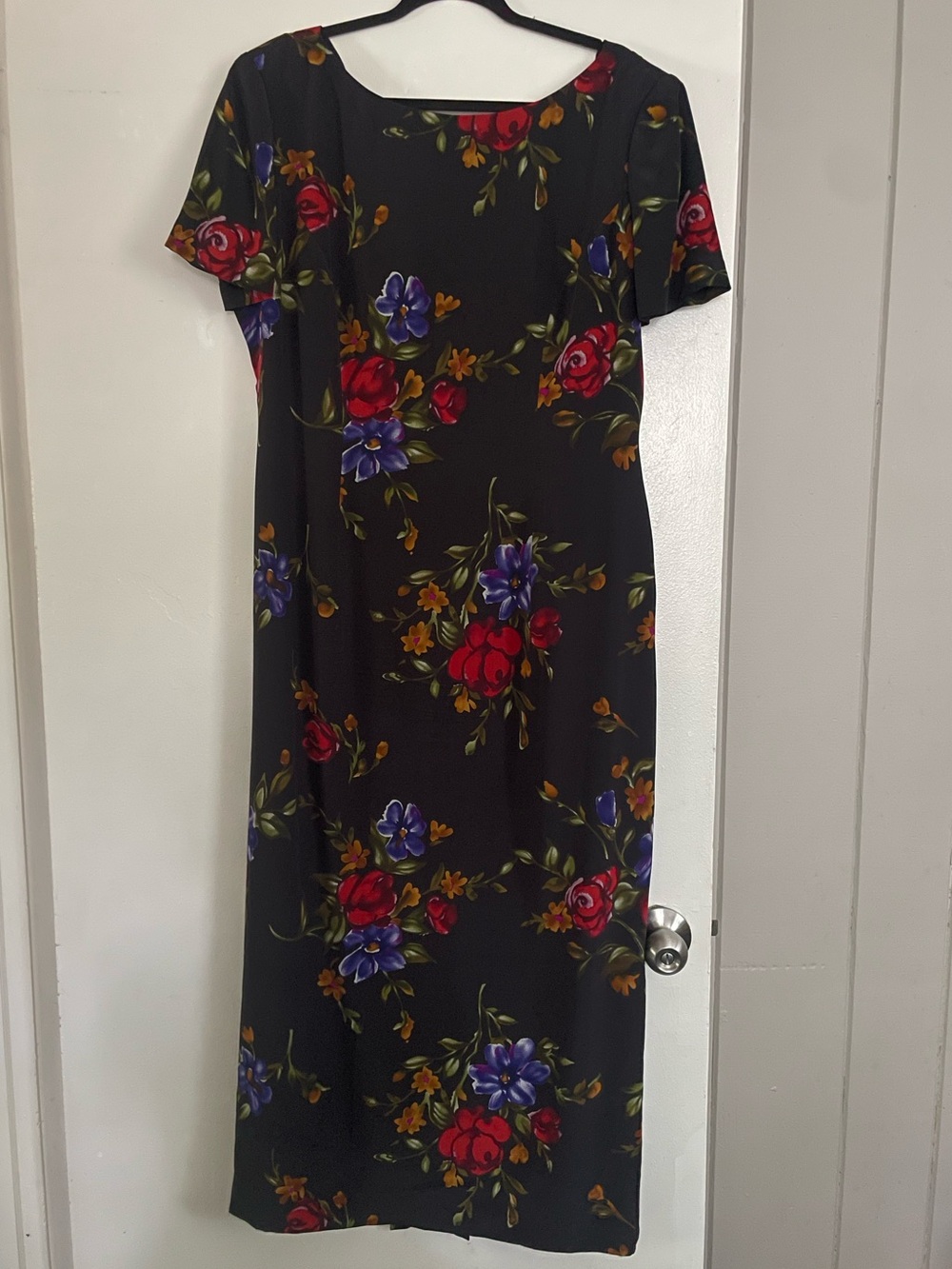 Vintage Floral Black Dress